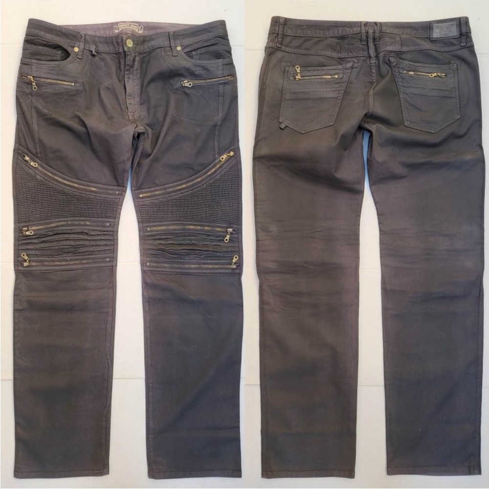 Men's Authentic Gray Robin Jeans with Gold Accents